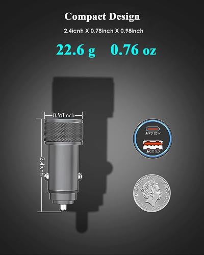 iPhone Car Charger,【2Pack】38W Dual Port USB C+QC3.0 [Apple MFi Certified] Fast Charging Cigarette Lighter iPhone Charger Car Adapter with【2 Pack】Lightning Cable for iPhone 14 13 Pro Max 12 11 X - Grey - color: Grey