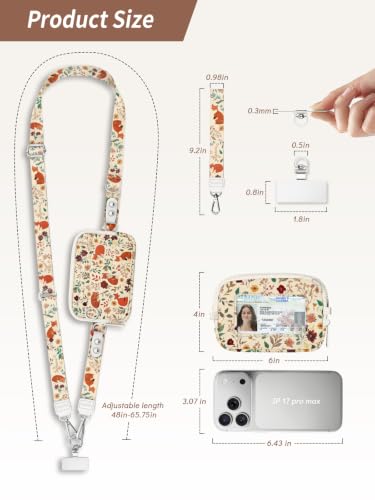 Clip and Go Strap for Phone with Wallet Crossbody Lanyard Animal - color: Forest Animal