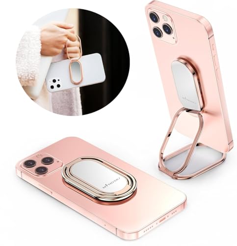 Phone Ring Holder Finger Kickstand 360°Rotation Cellphone Back Grip Foldable Cell Phone Stand for Desk Compatible with iPhone iPad Smartphones Tablets (Rose Gold) - color: Rose Gold