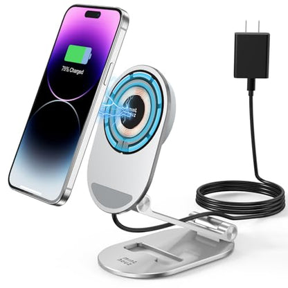 Magnetic Wireless Charger, Minthouz Foldable for Mag Safe Charging Stand, Adjustable Wireless Charging Station with 20W Adapter, for iPhone 16 15 14 13 12 Pro/Max/Plus, AirPods 3/Pro 2/Pro