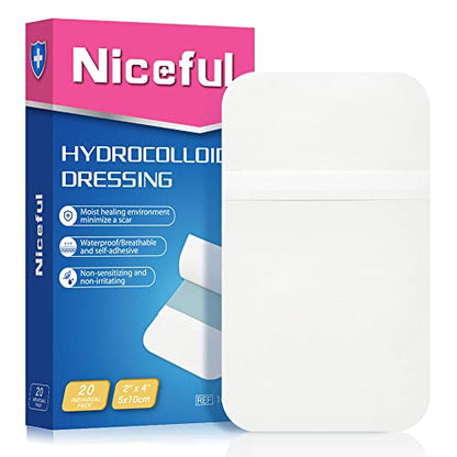 Niceful Hydrocolloid Bandages 2 x 4 in, 20 Count - size: 2" x 4" (20 Dressings)