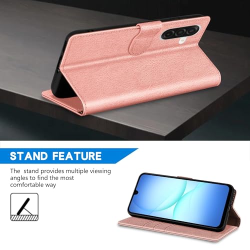 ZZXX for Samsung Galaxy A17 5G Wallet Case with [RFID Blocking] Card Slot Kickstand Magnetic Closure PU Leather Flip Fold Protective Phone Case for Samsung Galaxy A17(Rose Gold-6.7 inch) - color: Rose Gold