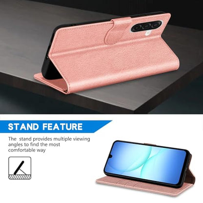 ZZXX for Samsung Galaxy A17 5G Wallet Case with [RFID Blocking] Card Slot Kickstand Magnetic Closure PU Leather Flip Fold Protective Phone Case for Samsung Galaxy A17(Rose Gold-6.7 inch) - color: Rose Gold