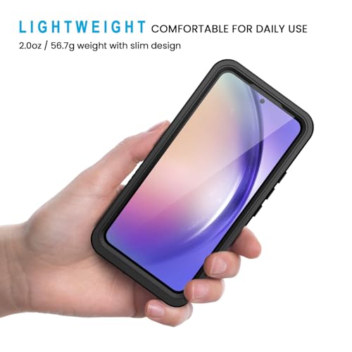 Lanhiem for Samsung Galaxy A54 5G Phone Case, IP68 Waterproof Dustproof, [Built-in Screen Protector] Full Body Protective Phone Case for Samsung Galaxy A54, Black/Clear - color: Black/Clear