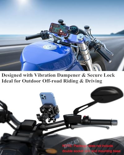 BRCOVAN 1'' Ball Phone Mount Holder with Vibration Dampener, 1s Locking