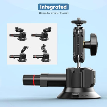 Ulanzi SC-01 Heavy-Duty Suction Cup Mount for Camera/Phone/Accessory (3"), Pump-actived Vacuum Suction Cup Mount, Magic Arm Phone Holder Action Cam Adapter Car Boats Windshield Window Mount - color: SC-01