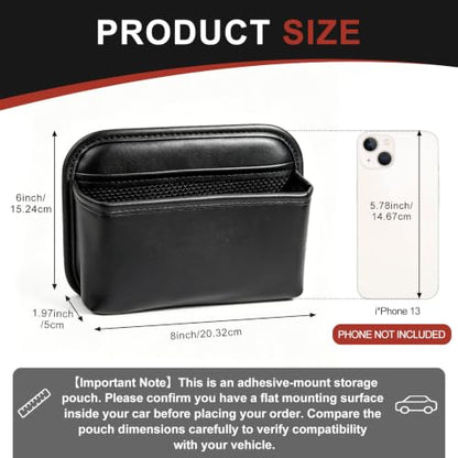 Car Door Side Organizer, Auto Seat Small PU Leather Adhesive Storage Pocket