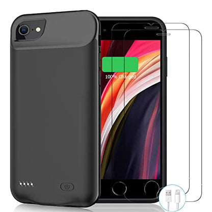 Battery Case for iPhone 8/7/6S/6/SE 2020/SE 3, 10000mAh Portable Rechargeable Protective Charging Case Compatible with iPhone 8/7/6S/6/SE 2020/SE 2022 (4.7 inch) Extended Battery Charger Case (Black) - size: iPhone 6/6S/7/8/SE2/SE3