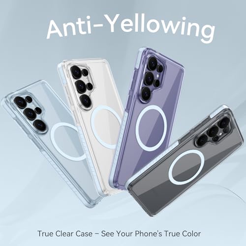 VENINGO for Samsung Galaxy S26 Ultra Case Magnetic, [Built-in TPU Cushion] Clear Case,14FT Military Grade Drop Protection, Magnetic Ultra-Slim Shockproof Cover,Clear/Blue - color: Blue