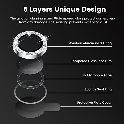 Tensea Bling Camera Lens Protector for iPhone 14 Pro/iPhone 14 Pro Max - color: Glitter Silver