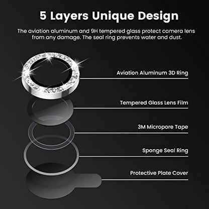 Tensea Bling Camera Lens Protector for iPhone 14 Pro/iPhone 14 Pro Max - color: Glitter Silver