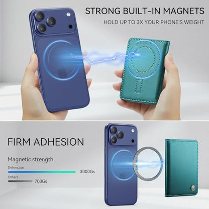 Defencase for Magsafe Wallet Magnetic Card Holder RFID Blocking, Blue Green - color: Fashion Blue Green