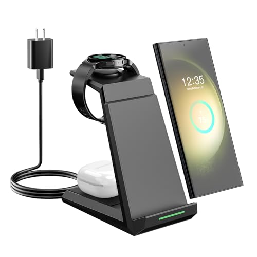 Wireless Charger for Samsung - NANAMI 3 in 1 Phone and Watch Charger Stand - color: Black