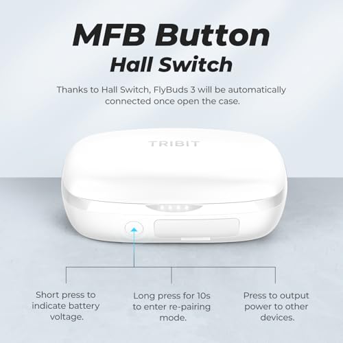 Tribit FlyBuds 3 Wireless Earbuds, 110H Playtime Bluetooth Headphones - color: White