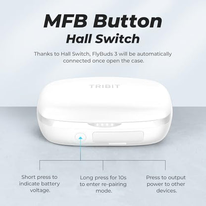 Tribit FlyBuds 3 Wireless Earbuds, 110H Playtime Bluetooth Headphones - color: White