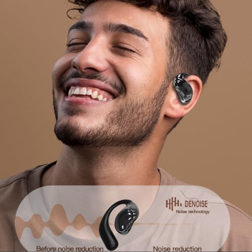 Open Ear Headphones,Wireless Bluetooth 5.4 Earbuds Over Ear Active Noise Cancelling with Intelligent Touch Screen Waterproof Bone Conduction Translator Earphones with Charging Case for Fitness Calls - color: open ear black
