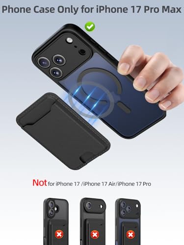 TopMade for iPhone 17 Pro Max Case with Mag-Safe Wallet, 4 Cards Holder - color: Black, size: iPhone 17 Pro Max