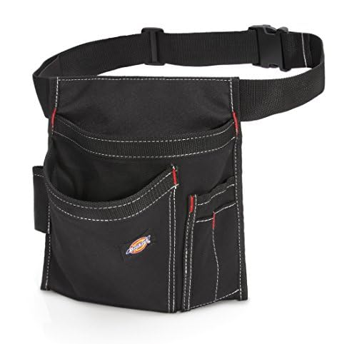 Dickies 5-Pocket Single Side Tool Belt Pouch/Work Apron, Durable Canvas Construction, Adjustable Belt for Custom Fit - color: Black, size: Case of 24