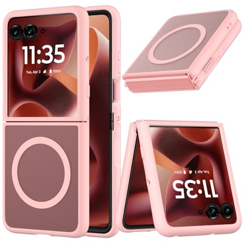 Case for Motorola Razr Ultra 2025/Razr Ultra 2026 Magnetic Cover Phone Case,Slim-Fit Hard PC Bumper Shockproof Silicone Protective Cases,Pink - color: Magnetic Pink-Motorola Razr Ultra 2025/2026