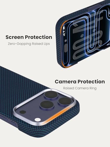 Aramid fiber Ultra-Thin Magnetic Caseless Feel Case for iPhone 17 Pro | Handwoven 600D aramid, Lightweight , compatible with MagSafe, Caseless Feel, case for iPhone 17 pro,Deep Blue - color: Deep Blue