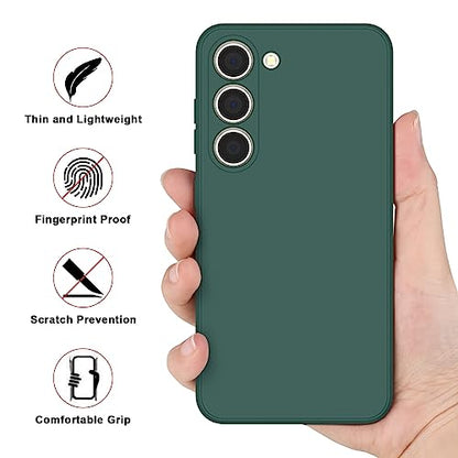Vanjua Case for Samsung Galaxy S23 (Only), Stylish Liquid Silicone Slim Full-Body Protective Cover Compatible with Samsung Galaxy S23 5G 6.1 Inch Phone Case (Dark Green) - color: Dark Green