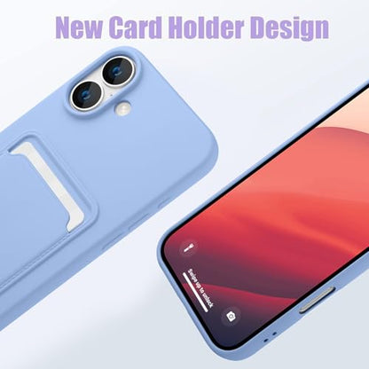 MZELQ Compatible with iPhone 16 Case Card Holder -Purple | Wallet Cover,Camera Protection + Screen Protector Soft Card Slot Phone Case - color: Purple, size: iPhone 16