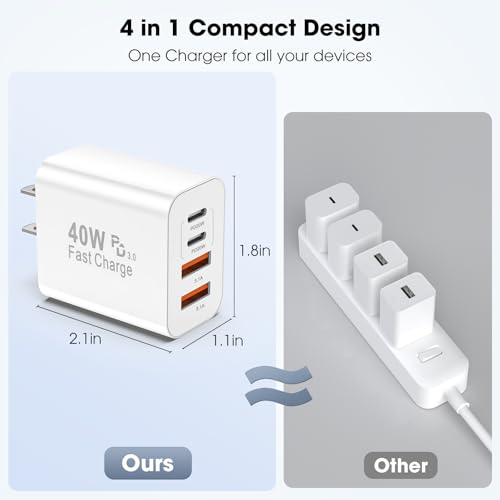 USB C Charger Block 2 Pack, 40W Fast Charging Block - color: Brightening