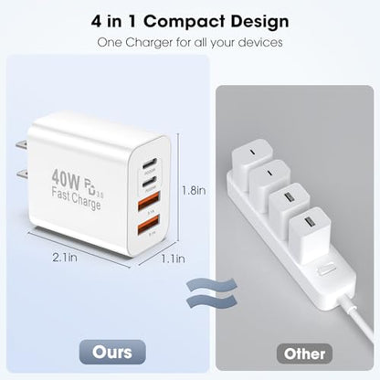 USB C Charger Block 2 Pack, 40W Fast Charging Block - color: Brightening