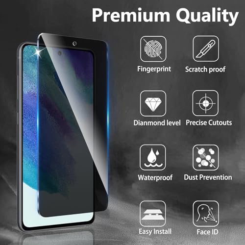3 Pack Privacy Screen Protector Designed for Samsung Galaxy S21 FE,Full Coverage Anti-Spy Tempered Glass Film,9H Hardness,Anti-Fingerprint,Bubble Free,Easy to Install - color: Galaxy S21 FE FK3