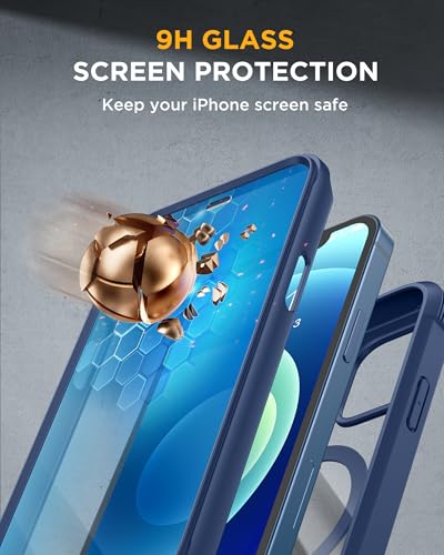 Miracase Magnetic for iPhone 12 mini Case, [360 Full-Body Protection & Complete Camera Guard], Drop & Scratch-Resistant, Shockproof, Stylish Clear iPhone Case, iPhone 12 mini Cover, Blue - color: Magnetic Blue, size: iPhone 12 Mini