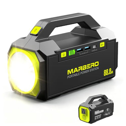 MARBERO Portable Power Station with AC Outlet 100W Solar Generator 88.8Wh - color: Yellow Green
