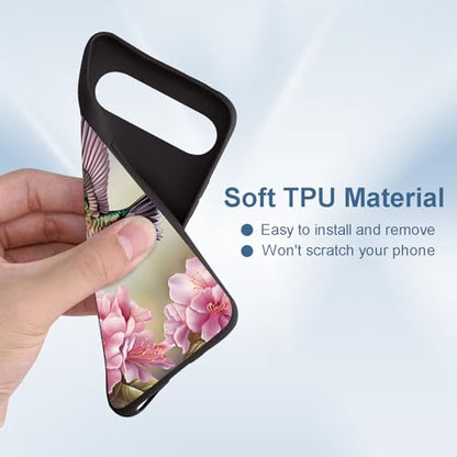 for Google Pixel 9 Pro XL Phone Case, TPU Shockproof Full Body Protection 6.8" Moth Mushroom Flower Cover for Pixel 9 Pro XL, Lightweight Compatible Wireless Charging, Screen Protector Film - color: Hummingbird