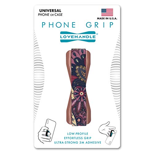 LOVEHANDLE Universal Phone Grip - Rose Paisley, Mauve Base