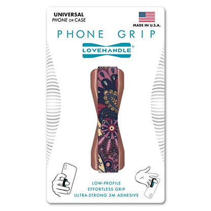 LOVEHANDLE Universal Phone Grip - Rose Paisley, Mauve Base