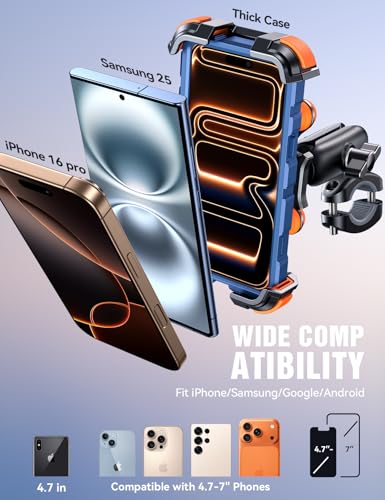JOYROOM Motorcycle Phone Mount Holder with Dual Vibration Dampener - color: Orange