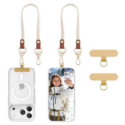 MoKo 2 Pack Stretchy Phone Lanyard Tether Retractable Phone Strap - color: Beige