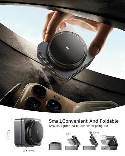 ZEEHOO 3-in-1 Foldable Magnetic Wireless Charging Station, 15W Travel Charger Stand Dock for iPhone 17/16/15/14/13/12 Series, Apple Watch, AirPods (30W Adapter Included) - color: Gray