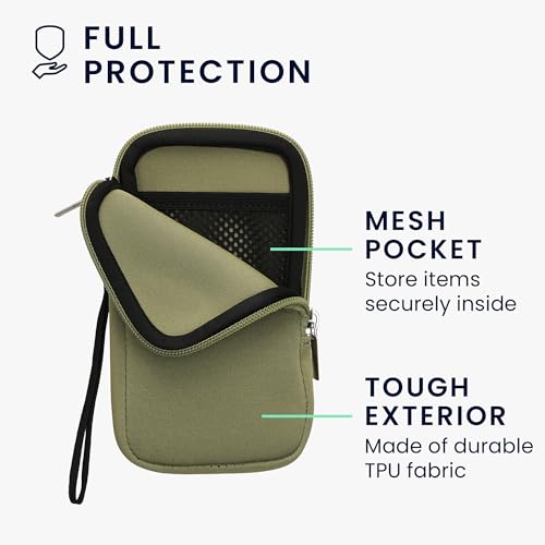 kwmobile Universal Phone Pouch Size L - 6.5" - Neoprene Smartphone Pouch with Zip - Water-Repellent Mobile Phone Case - Sleeve in Gray Green - color: gray green, size: L - 6.5"