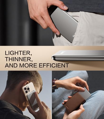 ULiXWH [0.3" Ultra Slim] [Alloy-Made] for Magsafe Portable Charger iPhone - color: Grey