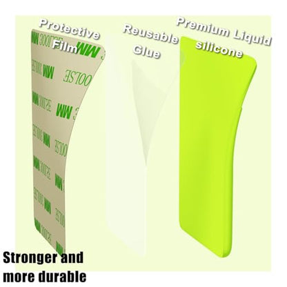 oakxco Phone Wallet Stick On, Secure Phone Card Holder Silicone, Adhesive Pocket Sleeve ID Credit Card, Slim Thin Card Case for Men Women Cute, Compatible with Apple iPhone Samsung Pixel, Neon Green - color: Neon Green