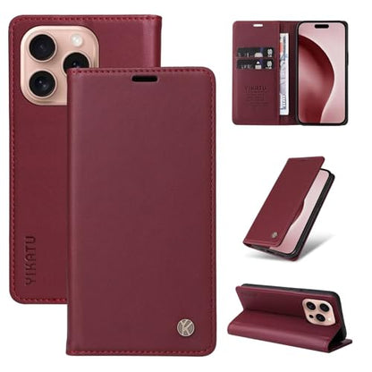 Caseurban Compatible with iPhone 16 Pro Wallet Case PU Leather Flip Folio Case with Card Holder Magnetic Closure Shockproof Protective Phone Cover Black - color: Black, size: iPhone 16 Pro