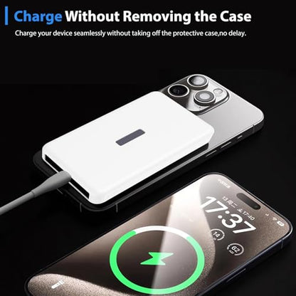 Case for TORRAS MiniMag Power Bank 10000mAh,Silicone Protective Cover with Shockproof Bumper,Anti-Fingerprint Dust Resistant,Washable Non-Slip Skin,Charge-Through Cutout,Portable Travel Sleeve,White - color: White