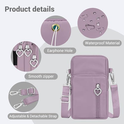 YINHEXI Small Crossbody Bags for Women Trendy, Mini Triple Compartment Cell Phone Crossbody Wallet Purses - color: Lavender-2