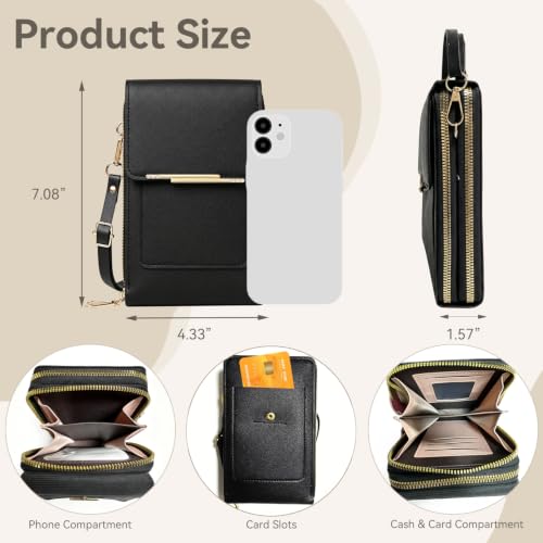 Touchscreen Phone Crossbody Bag for Women,2026 Small Anti Theft Leather Bag,Adjustable PU Leather Phone Bag - color: Green