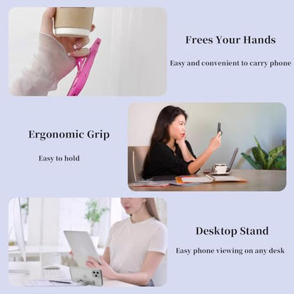 Phone Finger Holder Grip Handle Kickstand for iPhone Case, Mobile Phone Fin with Silicone Hand Band Strap, Silicone Cellphone Knob Loops for Back of Phone - 6 Pack Blue - color: DkBlue, Blue, LtBlue, LtPurple, SkyBlue, RoyalBlue