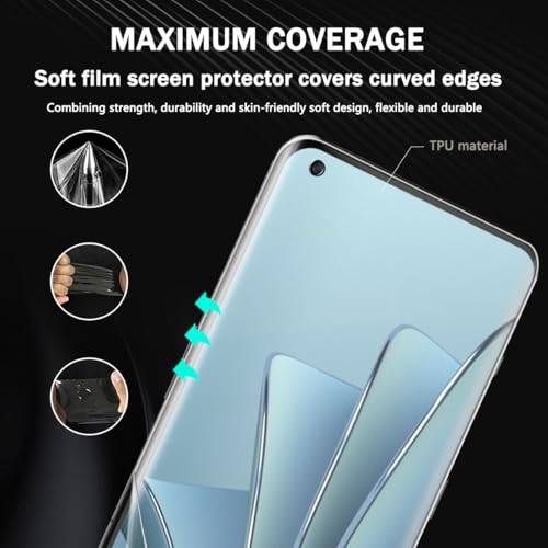 3+2 Pack Screen Protector for OnePlus 11 Flexible TPU Film (NOT Glass) with Tempered Glass Camera Lens Protector. Easy Installation, Self-Healing HD Clear Screen Protector