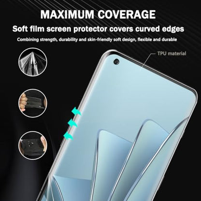 3+2 Pack Screen Protector for OnePlus 11 Flexible TPU Film (NOT Glass) with Tempered Glass Camera Lens Protector. Easy Installation, Self-Healing HD Clear Screen Protector