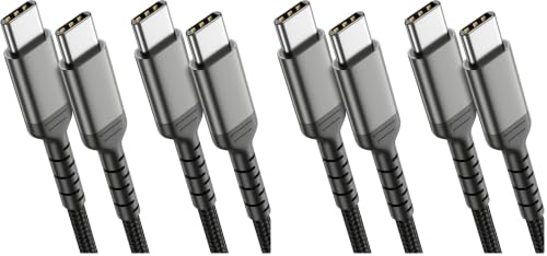 3ft USB C to C Cable 4 Pack, USB 2.0 Braided USB C to USB C Cable Fast Charging Compatible with Apple iPhone 15 iPad mini/Air Samsung Galaxy S23 Ultra Google Pixel 7, USBC Cable 1m - color: Black, size: 3.3 Feet (Pack of 2)
