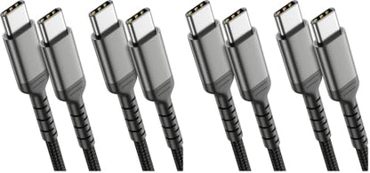 3ft USB C to C Cable 4 Pack, USB 2.0 Braided USB C to USB C Cable Fast Charging Compatible with Apple iPhone 15 iPad mini/Air Samsung Galaxy S23 Ultra Google Pixel 7, USBC Cable 1m - color: Black, size: 3.3 Feet (Pack of 2)