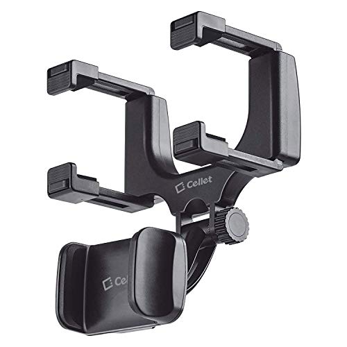 Cellet Vehicle Rear View Mirror Phone Holder Mount Universal Smartphone Cradle Compatible to Apple iPhone, Samsung Galaxy Smartphones, Google Pixel, Moto, Google Map GPS Navigation, Dash Cam Mount - style: Style 4